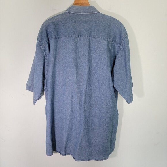 Boca Classics Denim Shirt Vintage USA Patriotic Flag Embroidered Cotton‎ Medium - Picture 4 of 7